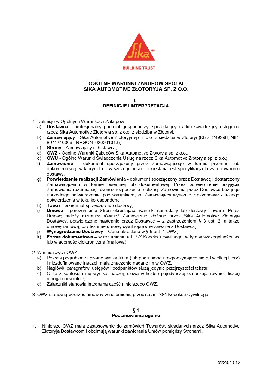 Poland | Legal | Sika Automotive